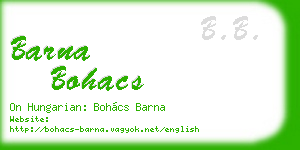 barna bohacs business card